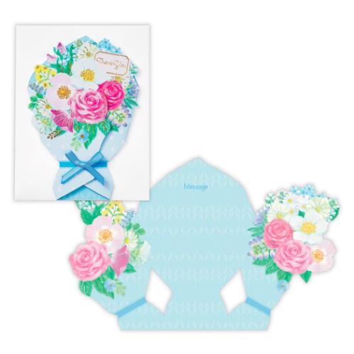 ミニカード ありがとう HACブルーブーケ メッセージカード グッズ メール便可