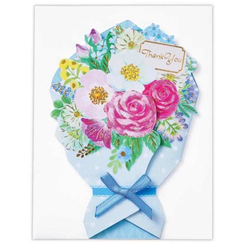 ミニカード ありがとう HACブルーブーケ メッセージカード グッズ メール便可