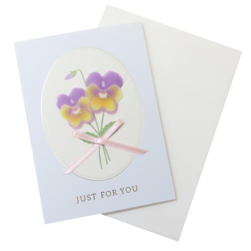 グリーティングカード トレペフラワーカード 多目的 ビオラ お祝い 封筒付き グッズ メール便可