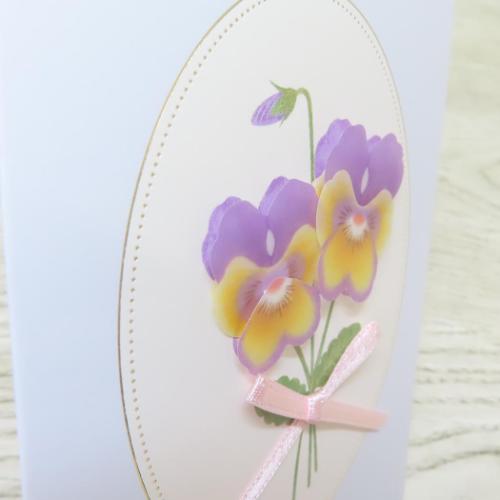 グリーティングカード トレペフラワーカード 多目的 ビオラ お祝い 封筒付き グッズ メール便可