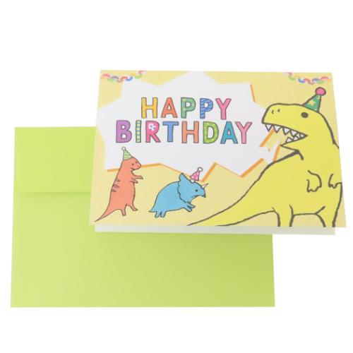 グリーティングカード 恐竜POP UPカード バースデー お祝い 封筒付き グッズ メール便可