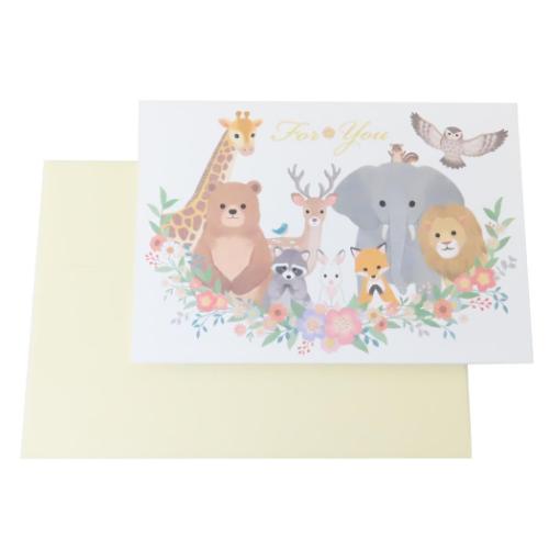 グリーティングカード アニマルPOP UPカード 多目的 お祝い 封筒付き グッズ メール便可
