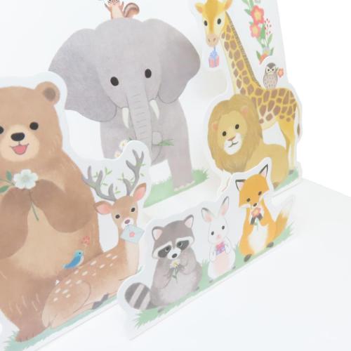 グリーティングカード アニマルPOP UPカード 多目的 お祝い 封筒付き グッズ メール便可