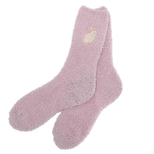 スヤスー 女性用防寒室内靴下 かかと保湿ぽかぽか靴下 ウサギ かわいい グッズ メール便可