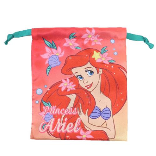 リトルマーメイド 巾着袋 リボン巾着 アリエル スマイル ディズニープリンセス キャラクター グッズ メール便可
