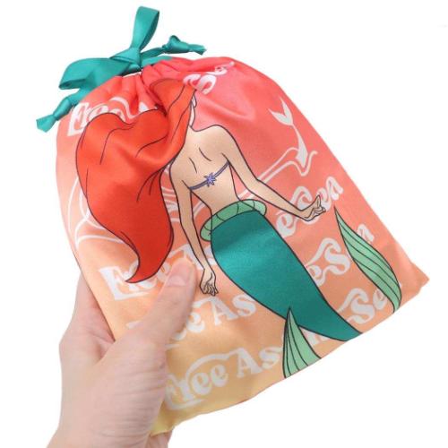 リトルマーメイド 巾着袋 リボン巾着 アリエル スマイル ディズニープリンセス キャラクター グッズ メール便可