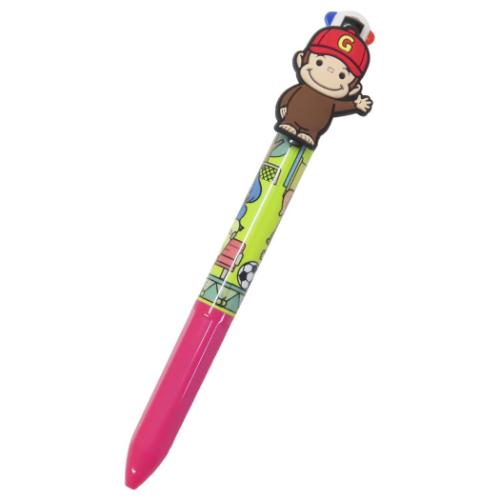 おさるのジョージ ボールペン マスコット付き4色ボールペン サッカー 絵本キャラクター グッズ メール便可