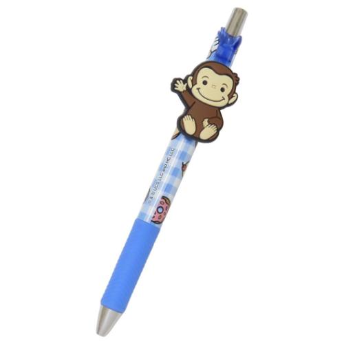 おさるのジョージ カラーペン マスコット付きゲルペン ブルー 絵本キャラクター グッズ メール便可