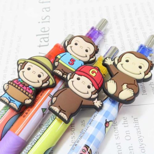 おさるのジョージ カラーペン マスコット付きゲルペン ブルー 絵本キャラクター グッズ メール便可
