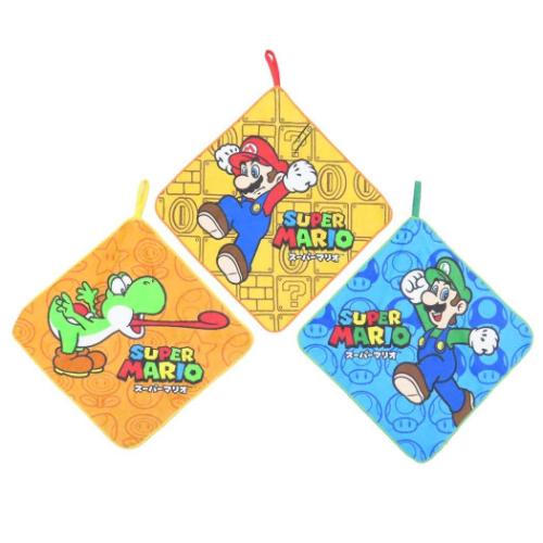 スーパーマリオ ループタオル レッツチャレンジ 3枚組 キャラクター グッズ