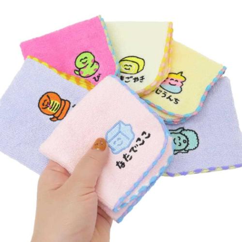 おえかきさん ミニタオル MINI TOWEL ワンポイント刺繍ハンカチタオル ぶっださん おもしろ雑貨 グッズ メール便可