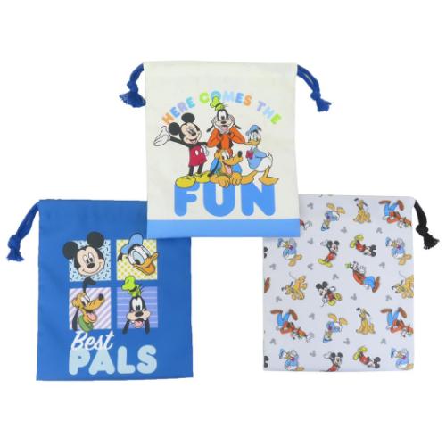 ミッキー＆フレンズ 巾着袋 巾着S 3枚セット ディズニー キャラクター グッズ メール便可