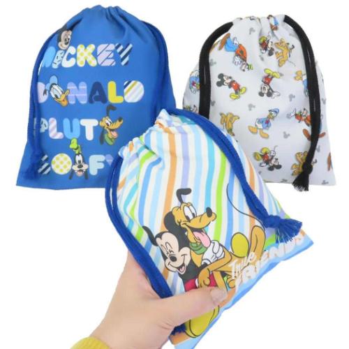 ミッキー＆フレンズ 巾着袋 巾着S 3枚セット ディズニー キャラクター グッズ メール便可