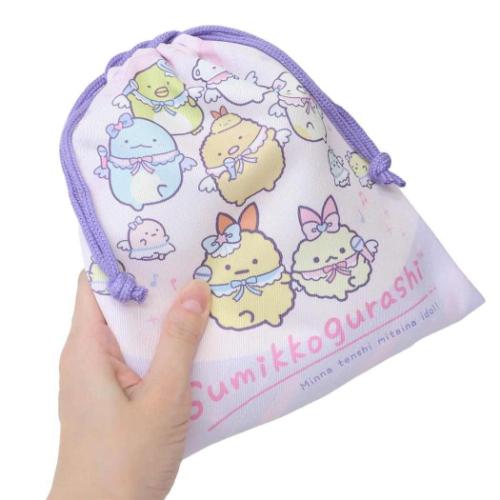 すみっコぐらし 巾着袋 巾着 きんちゃくポーチ 天使なえびてんアイドル サンエックス キャラクター グッズ メール便可
