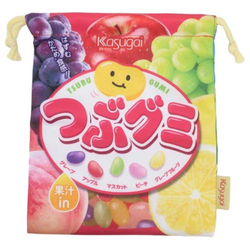 つぶグミ 巾着袋 巾着 きんちゃくポーチ お菓子パッケージ キャラクター グッズ メール便可