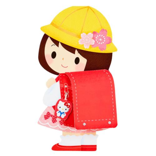入園入学 グリーティングカード ダイカットカード 小学生女の子型抜き メッセージカード グッズ メール便可