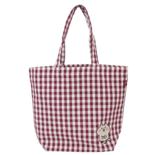 カナヘイの小動物 手提げかばん トートバッグ大 チェックシリーズ ねーねーねこ キャラクター グッズ メール便可