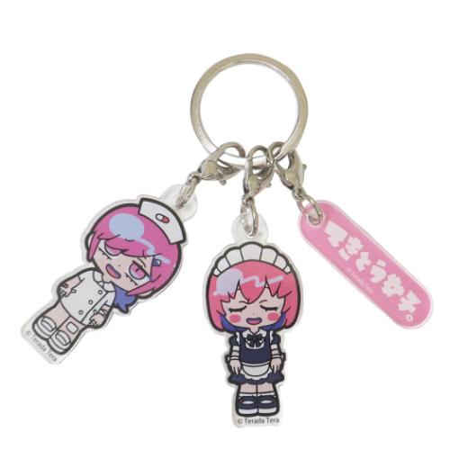 寺田てら キーリング 3連アクリルキーホルダー B かわいい グッズ メール便可