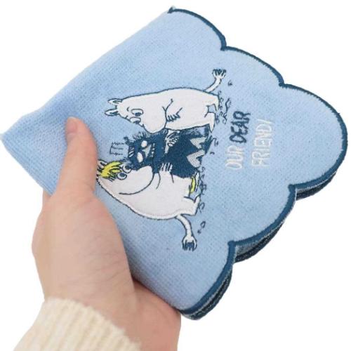 ムーミン ミニタオル シャーリングハンカチタオル オーガニックコットン スカラップブルー 北欧 キャラクター グッズ メール便可