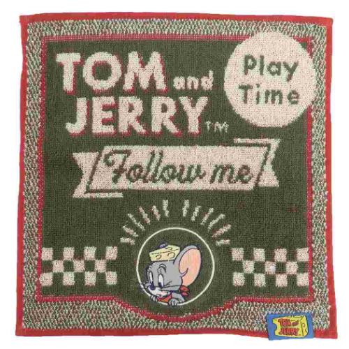 トムとジェリー ミニタオル ジャガードハンカチタオル オーガニックコットン ダイナーグリーン ワーナーブラザース メール便可