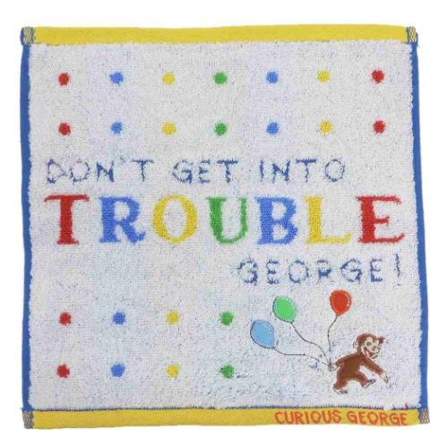 おさるのジョージ ミニタオル ジャガードハンカチタオル オーガニックコットン カラフルドットバルーン メール便可