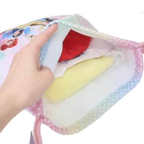 ディズニープリンセス 巾着袋 きんちゃくポーチ大 ピンク 新入学 ディズニー キャラクター グッズ メール便可