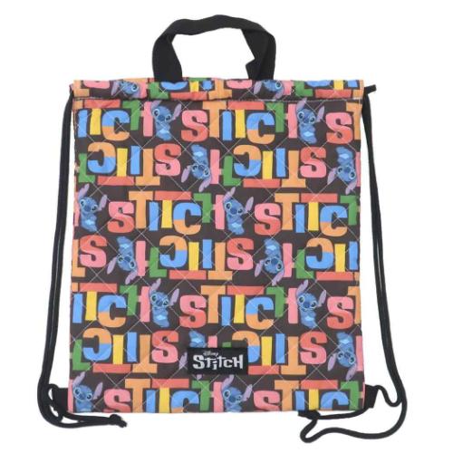 スティッチ ナップサック キルトナップサック 黒 新入学 ディズニー キャラクター グッズ メール便可