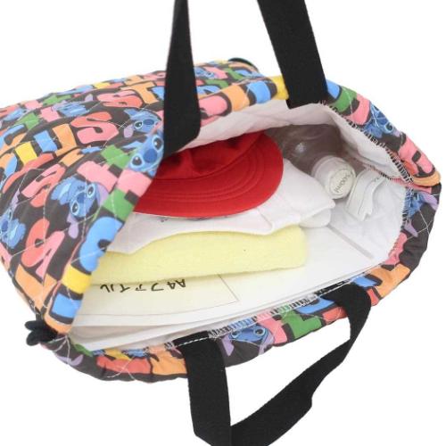 スティッチ ナップサック キルトナップサック 黒 新入学 ディズニー キャラクター グッズ メール便可