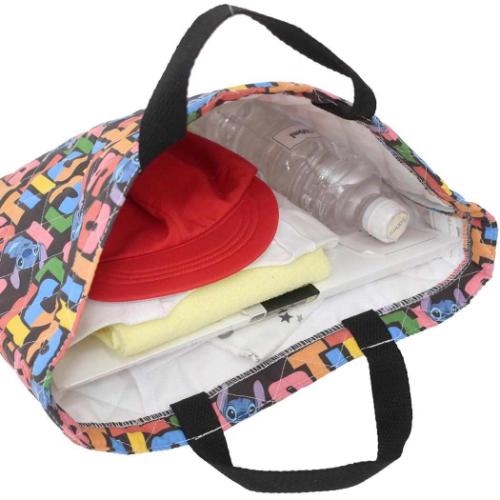 スティッチ レッスンバッグ キルトチャームバッグ 黒 新入学 ディズニー キャラクター グッズ メール便可