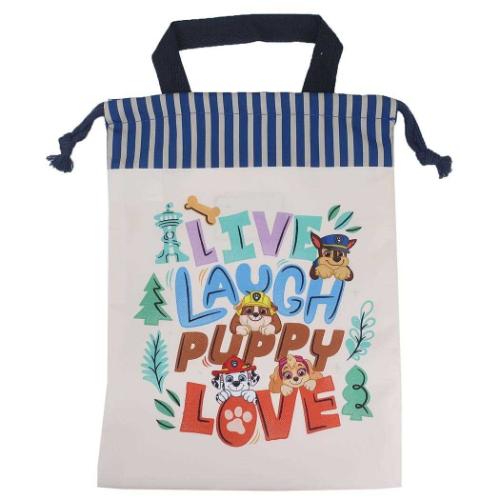 パウパトロール 巾着袋 持ち手付き巾着 単柄 アイボリー 新入学 アニメキャラクター グッズ メール便可