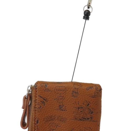 スヌーピー キーケース&定期入れ キー&パスポーチ リール付き BR ピーナッツ キャラクター グッズ メール便可