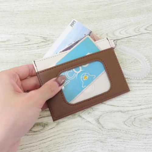 スヌーピー 定期入れ コイル付きシングルパスケース フェイスアップ刺繍 チャーリーブラウン ピーナッツ メール便可