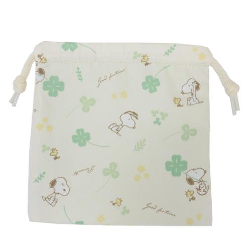 スヌーピー 巾着袋 フラット巾着 クローバー ピーナッツ キャラクター グッズ メール便可