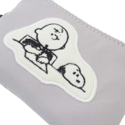 スヌーピー キーケース＆定期入れ パスポーチ リール付き GY ピーナッツ キャラクター グッズ メール便可