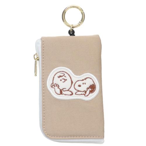 スヌーピー キーケース&定期入れ キーパスポーチ リール付き BE ピーナッツ キャラクター グッズ メール便可