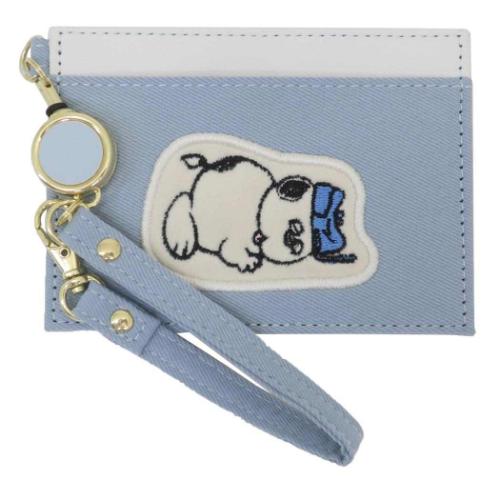 スヌーピー 定期入れ リール付きシングルパスケース BL ピーナッツ キャラクター グッズ メール便可