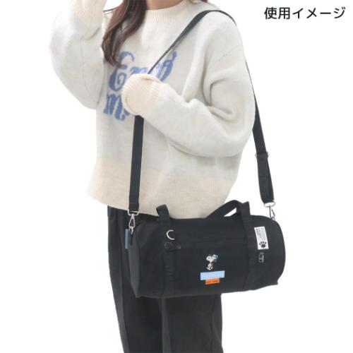 スヌーピー ショルダーバッグ RE-PET ショルダー付きロールボストン BK ピーナッツ キャラクター グッズ