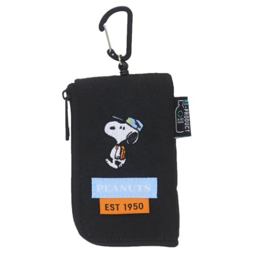 スヌーピー 定期入れ RE-PET キー&パスポーチ リール付き BK ピーナッツ キャラクター グッズ メール便可
