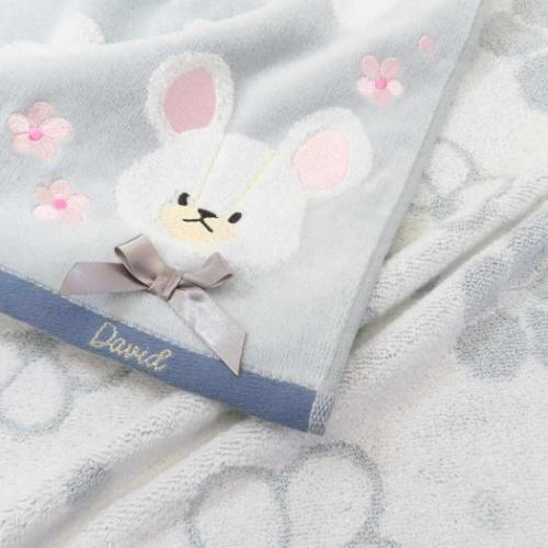 くまのがっこう フェイスタオル シャーリングロングタオル オーガニックコットン フラワーストリート デイビッド メール便可