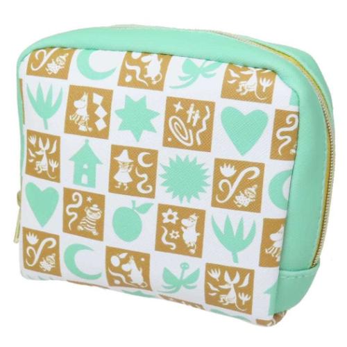 ムーミン コスメポーチ スクエアポーチ MOOMIN 80th GR グリーン スナフキン 北欧 キャラクター グッズ