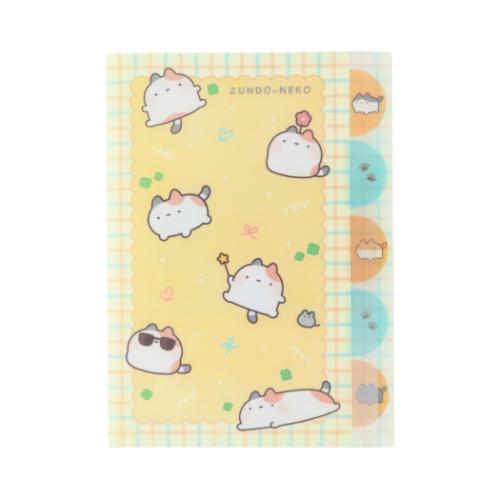 ずんどうネコ ポケットファイル ダイカットクリアファイル5P 5インデックス A4 チラシ かわいい グッズ メール便可