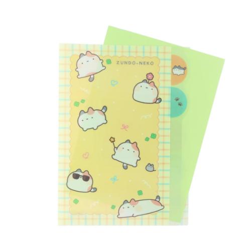 ずんどうネコ ポケットファイル ダイカットクリアファイル5P 5インデックス A4 チラシ かわいい グッズ メール便可