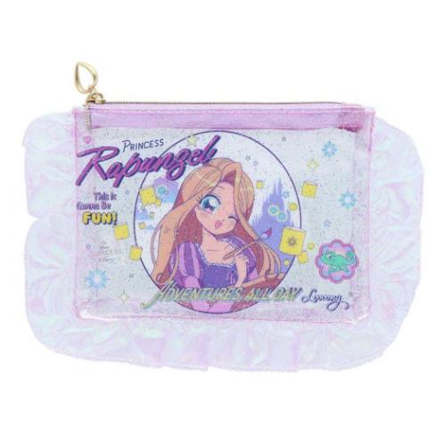 塔の上のラプンツェル フラットポーチ フリル付クリアポーチ バレエコア Y2K ディズニープリンセス キャラクター グッズ メール便可