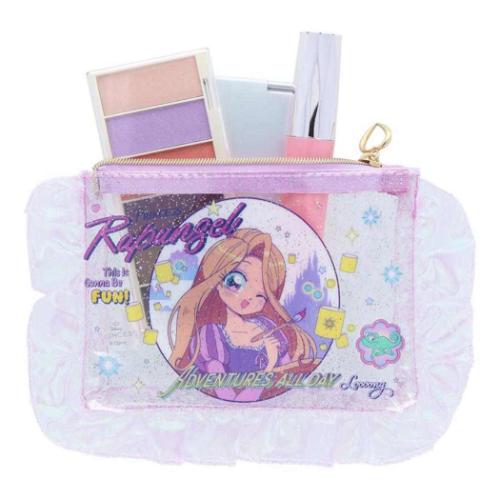 塔の上のラプンツェル フラットポーチ フリル付クリアポーチ バレエコア Y2K ディズニープリンセス キャラクター グッズ メール便可