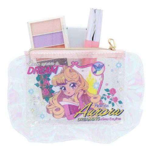 眠れる森の美女 フラットポーチ フリル付クリアポーチ オーロラ バレエコア Y2K ディズニープリンセス キャラクター グッズ メール便可