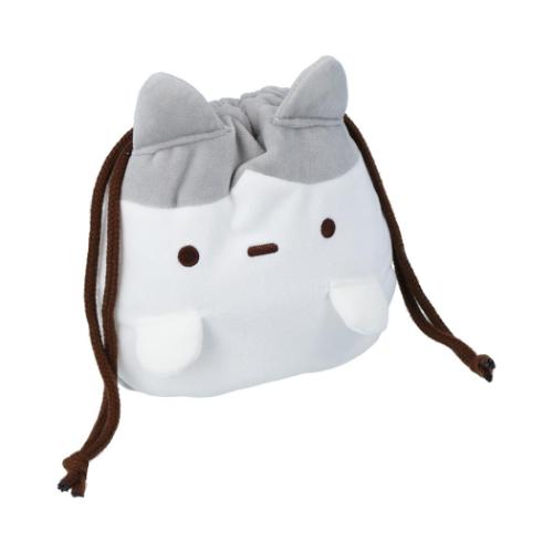 ずんどうネコ 巾着袋 ぬいぐるみ巾着 きんちゃくポーチ ハチワレ かわいい グッズ メール便可