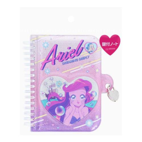 リトルマーメイド リングノート 鍵付ノート アリエル バレエコア Y2K ディズニープリンセス キャラクター グッズ メール便可