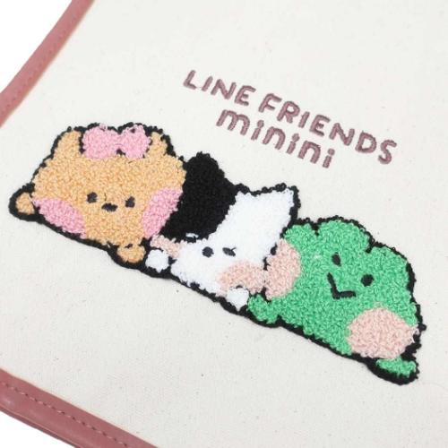 LINE FRIENDS minini ミニトート サガラ刺繍トート BR キャラクター グッズ メール便可