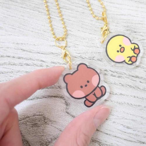 LINE FRIENDS minini キーチェーン ひっつきアクリルキーホルダー ブニニ&サリニ キャラクター グッズ メール便可