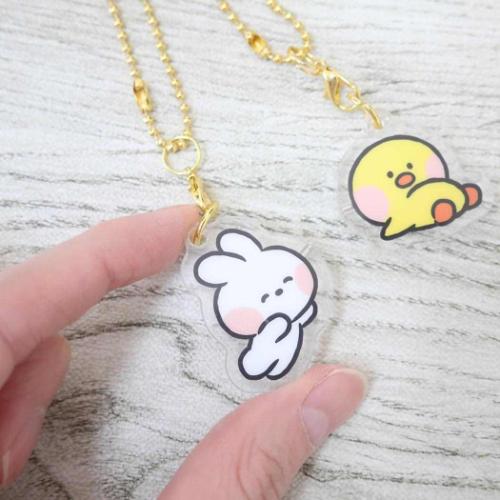 LINE FRIENDS minini キーチェーン ひっつきアクリルキーホルダー コニニ&サリニ キャラクター グッズ メール便可